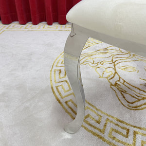 White Velvet Dining Chairs with stainless steel frame