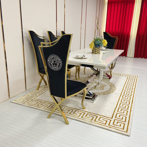 Rectangular Marble Dining Table with Gold Stainless Steel frame