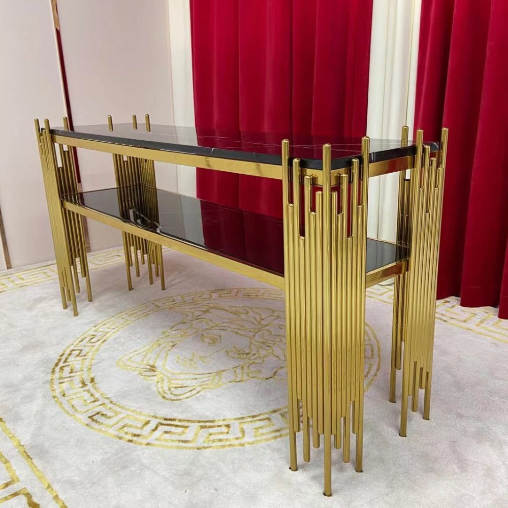Marble Console Hallway Console Table with Stainless Steel Frame