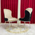 Classy Marble Dining Table With Cream and Black Classy Dining Room Chairs in Silver Stainless Steel Frame