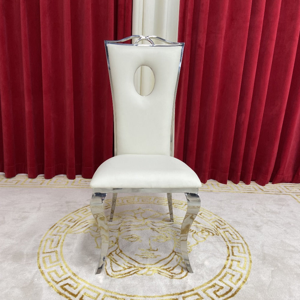 Dining Chairs with silver stainless steel frame