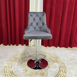 Grey Velvet Classy Dining Barstool with Stainless Steel frame