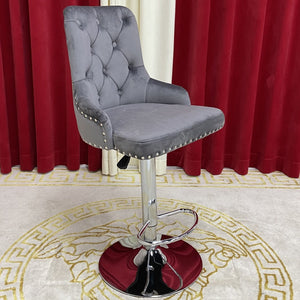 Grey Velvet Classy Dining Barstool with Stainless Steel frame