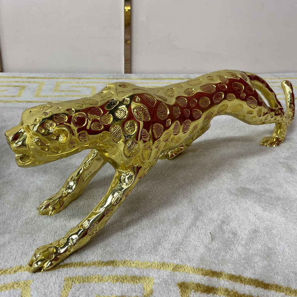 Decorative tiger in gold stainless steel frame