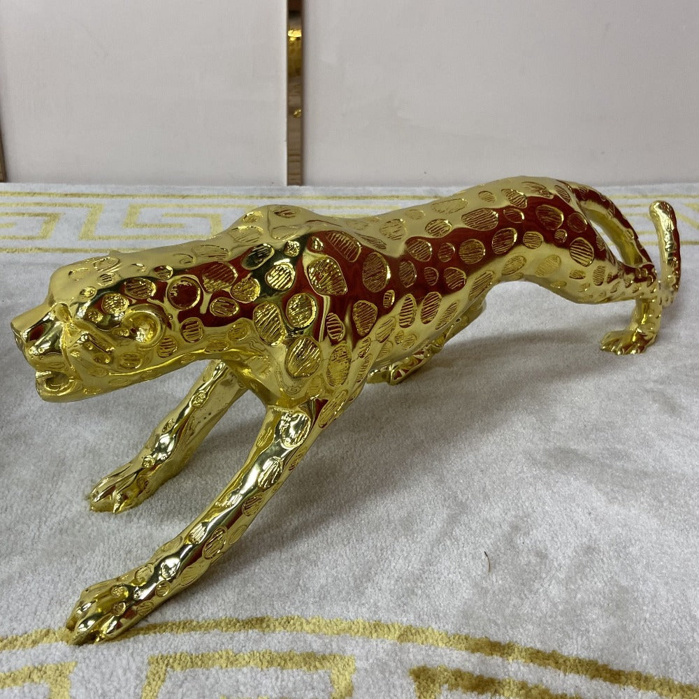Decorative tiger in gold stainless steel frame