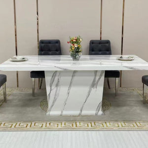 Classy Marble Dining Table with White Grey Marble frame