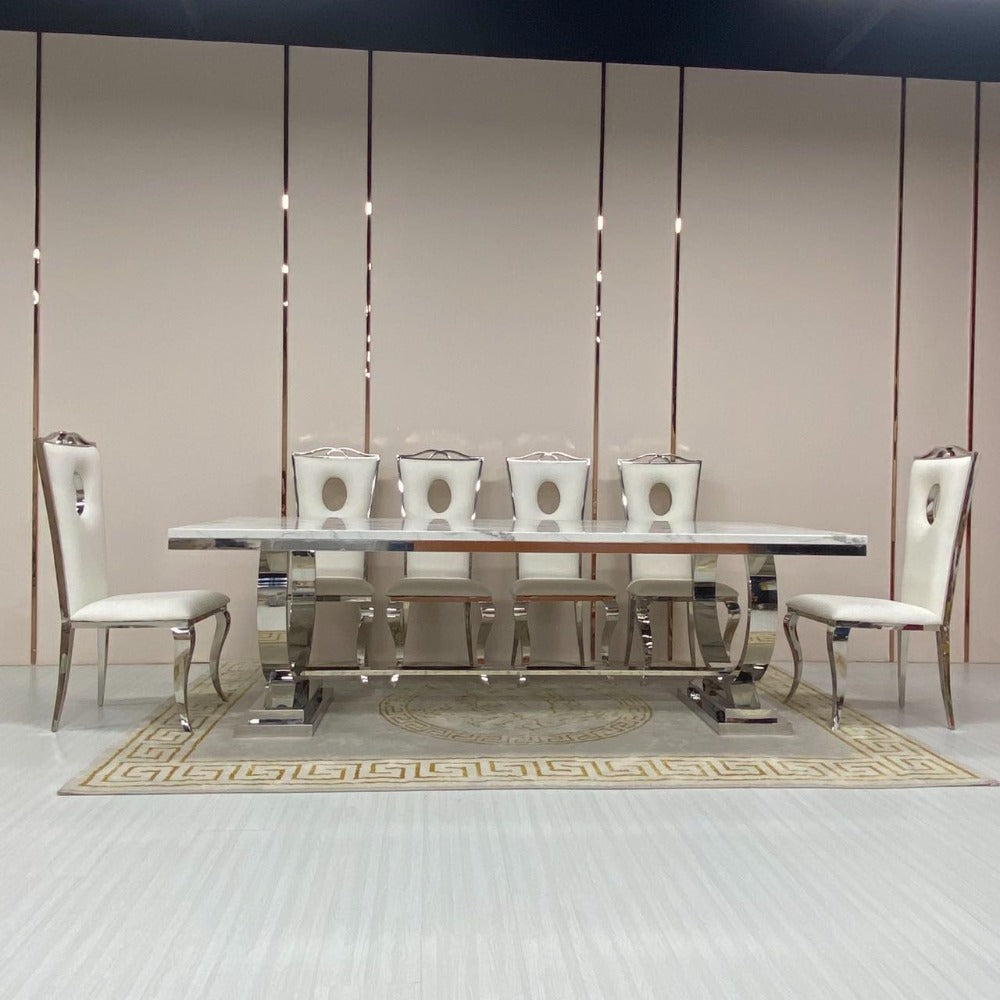 Elegant Classic Marble Dining Table with Marble Frame