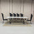 Marble Dining Table With Black Velvet Dining Room Chairs in Silver Stainless Steel Frame