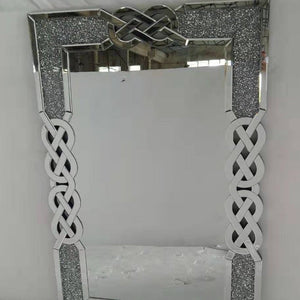 Classy Diamond Crushed Silver Rectangular Hallway / Entry Wall Mirror