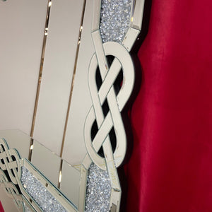 Modern Diamond Crushed Silver Rectangular Hallway / Entry Wall Mirror
