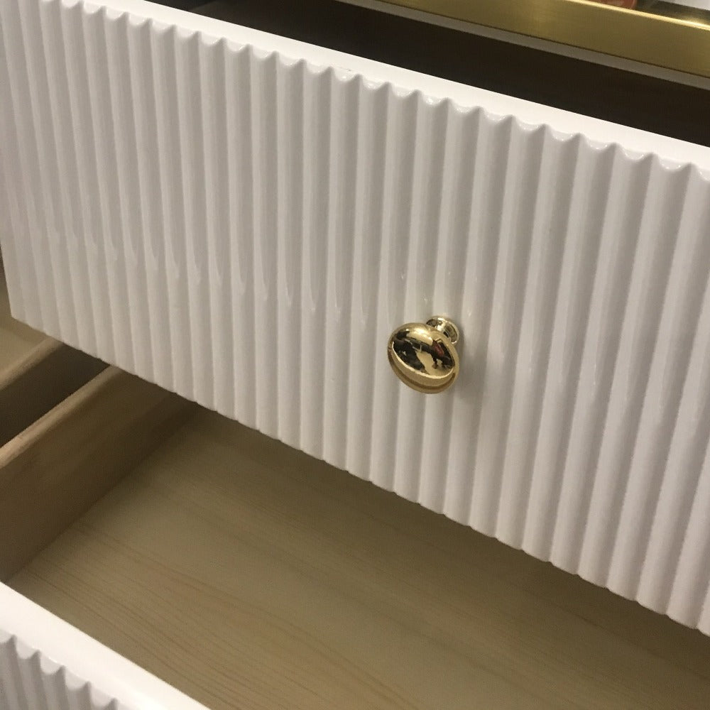 Buffet Cabinet in Bronze Storage Dining Room Buffet Cabinet with 2 shelves and 3 Drawers in White MDF and Bronze