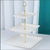3 Tier White Ceramic Cake Stand with Sparkling Gold Finishing