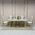 Elegant Marble Dining table with 6 White Nelly Leather Dining Room Chairs in Silver Stainless Steel Frame