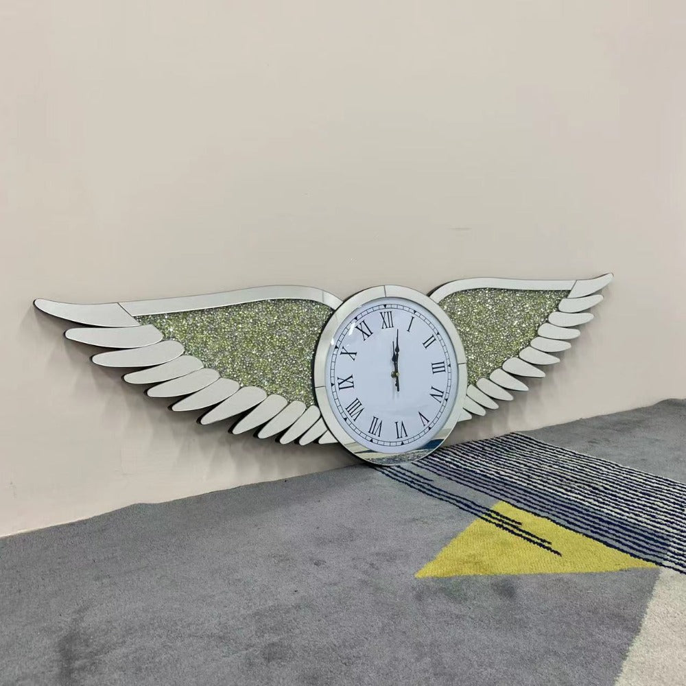 Silent Glass Mirrored Wall Clock in Silver Classy