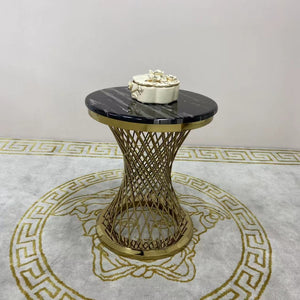 Marble Top Side Table with Gold Stainless Steel Frame