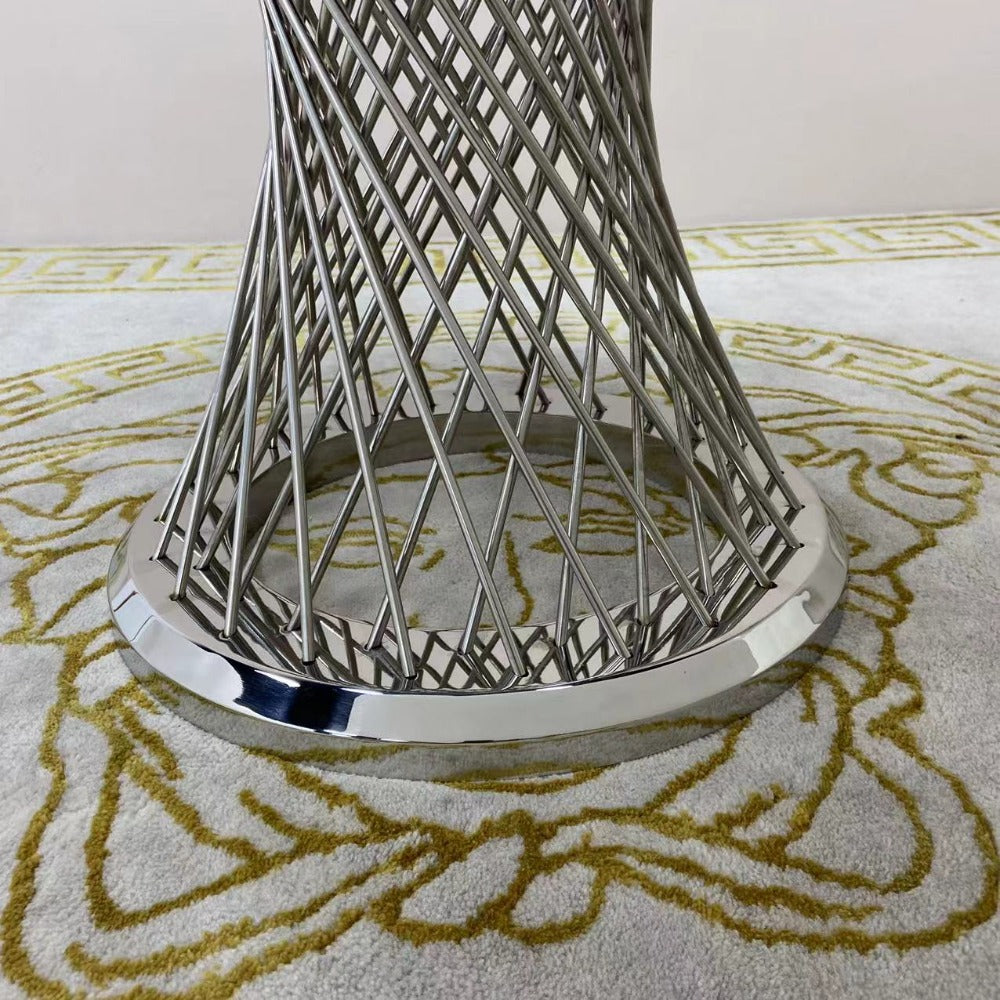 Classy Marble Top Side Table with Silver Stainless Steel Frame