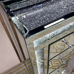 Silver Classy Dressing Table and Mirror With Led Lights and Diamond Crushed Glass modern