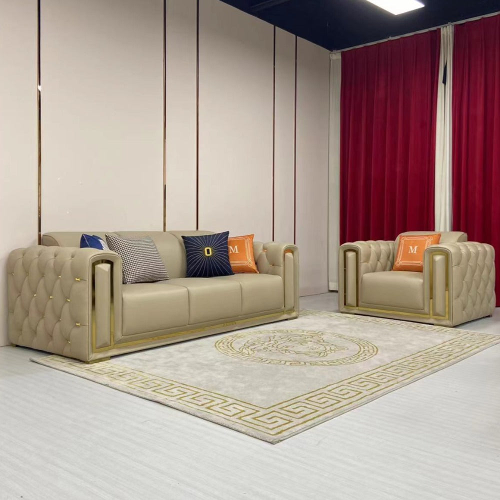 Junior Cream Leather Sofa set (RBM 8)