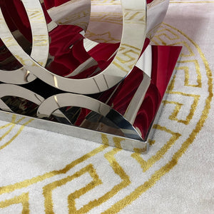 Luxurious and stylish Marble Coffee Table with Silver Stainless Steel Frame