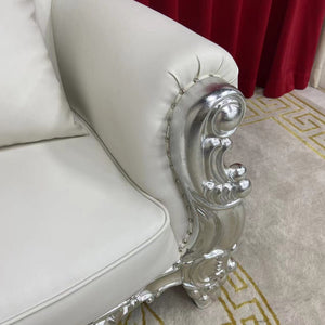 Relaxation Chair in Solid Silver Wood Trim and Microfibre Leather.