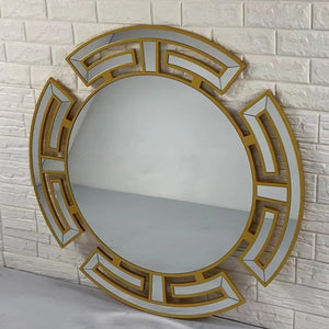 U-Shaped Console table and Mirror in Gold Stainless Steel Frame