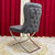 Marble Dining Table With Grey Velvet Dining Room Chairs in Silver Stainless Steel Frame