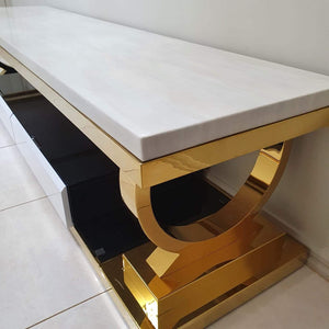 Elegant Marble TV Unit with Stainless Steel frame
