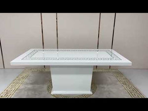 8 Seater Rectangular Marble Dining Table with White Marble frame. Measurements L240cm * W110cm