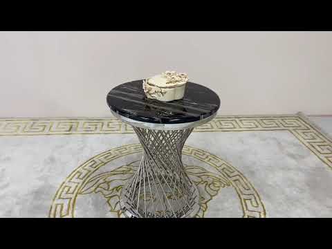 Modern Classy Round Side Top with Silver Stainless Steel Frame