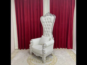 Modern and Classy Luxury, Stylish and Comfortable Queen / King Royal Chair in White Microfibre Leather with Silver Trims