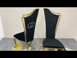 Classy Black Velvet GG Style Dining Chairs with Gold Stainless Steel frame