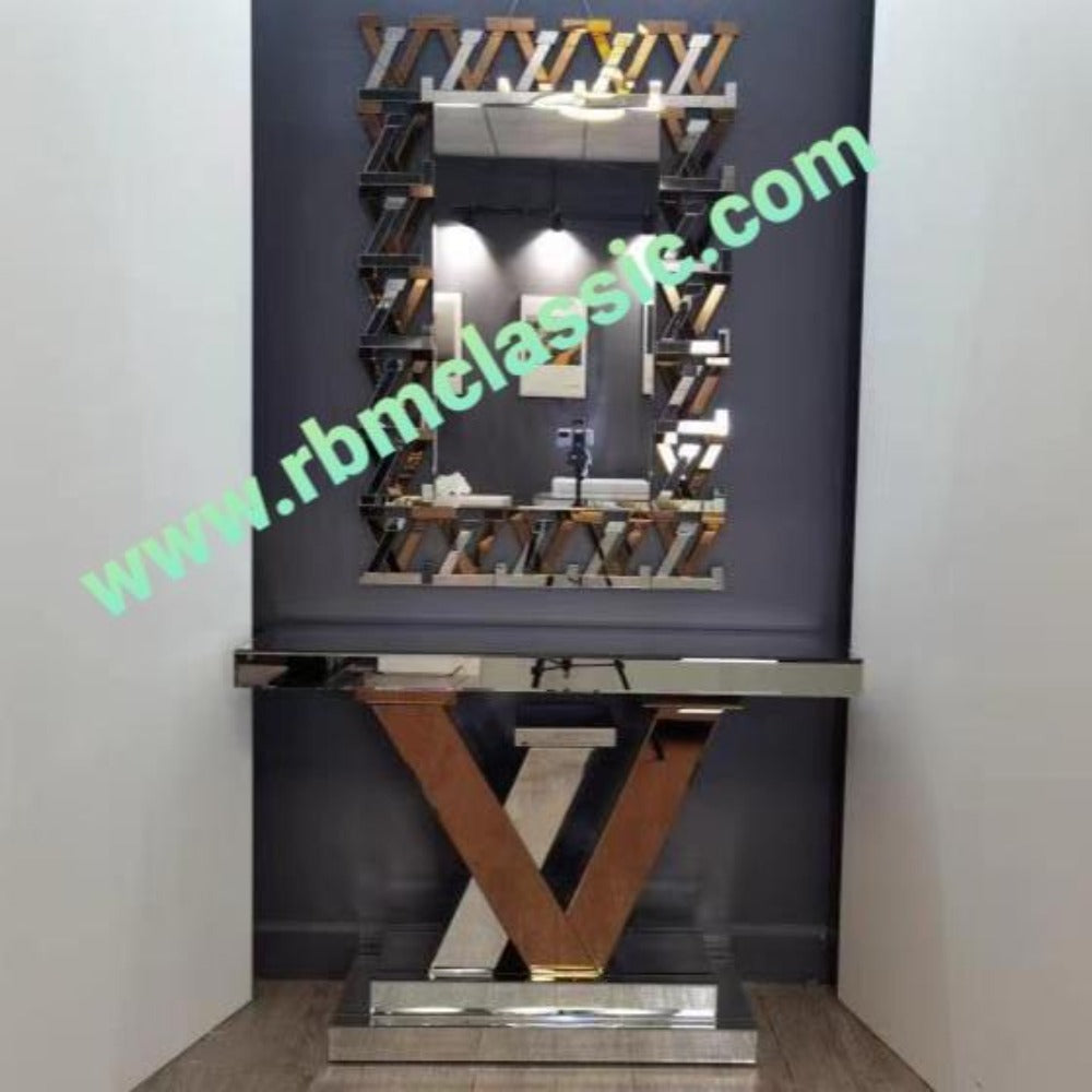 Glass Hallway Console table and mirror set