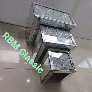 Mirrored Glass Nested Side Tables