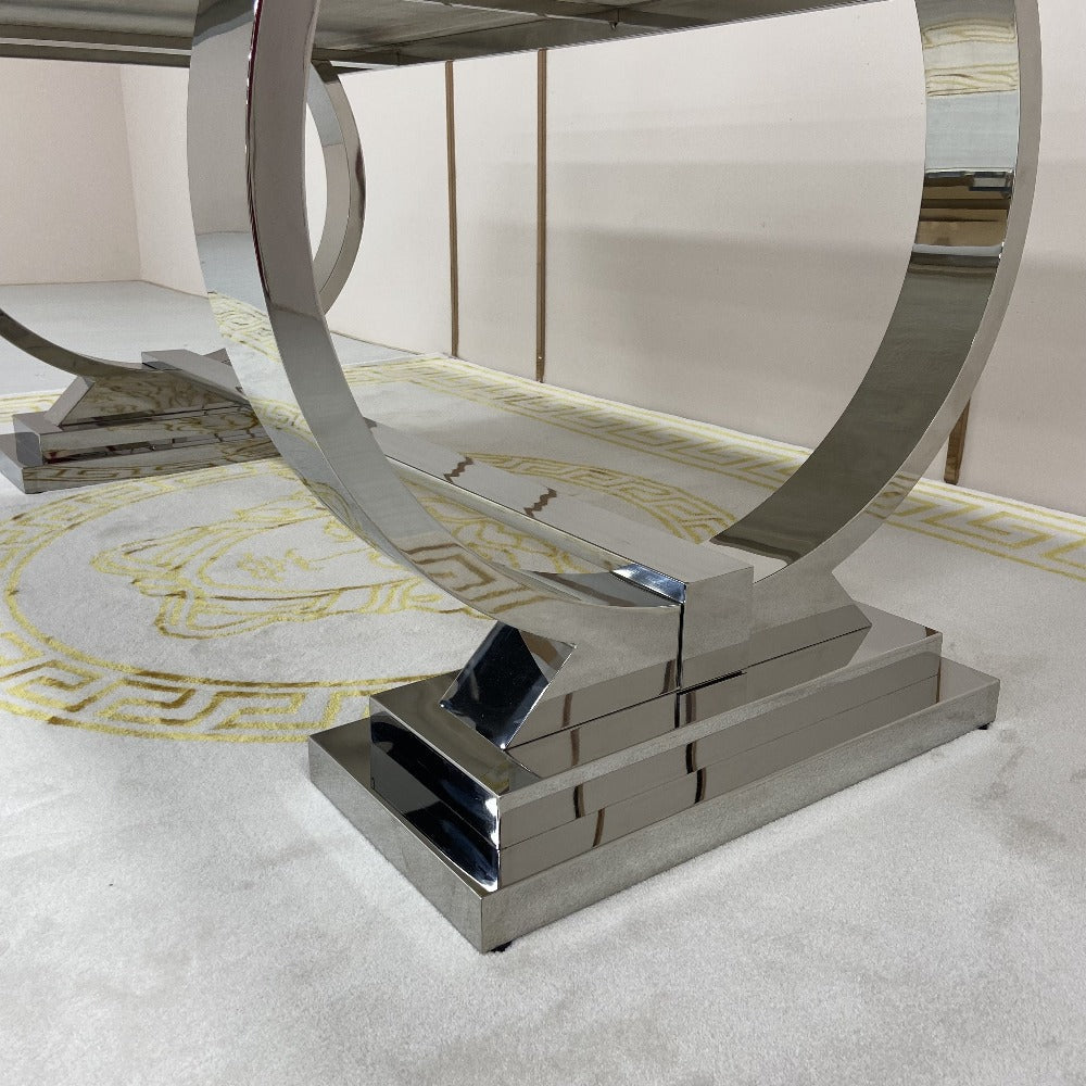 Marble Dining Table with Silver Stainless Steel frame
