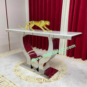 Hallway Console table in Silver Stainless Steel frame
