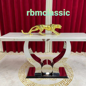 Hallway Console table in Silver Stainless Steel frame