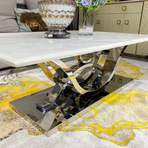 Marble Coffee Table with stainless Steel frame