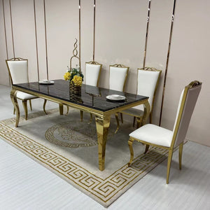 Marble Dining Table with Gold Stainless Steel frame