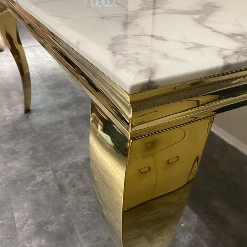 Marble Dining Table with Gold Stainless Steel frame