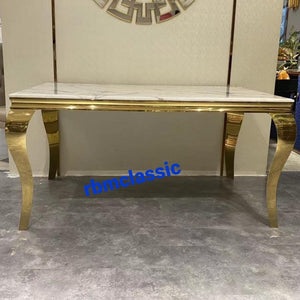 Gold Marble Dining Table with Stainless Steel frame