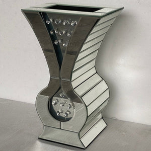 Mirrored Glass Decorative Vase in Silver