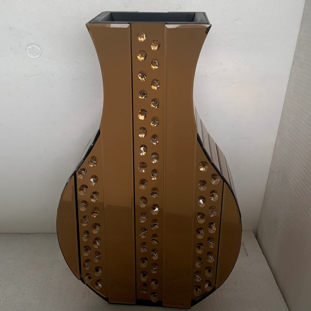 Elegant Rose Gold Glass Mirrored Decorative Vase