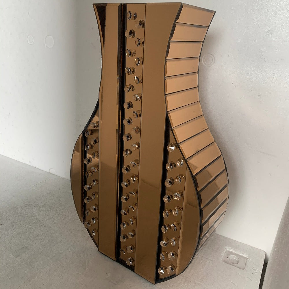 Classy Rose Gold Glass Mirrored Decorative Vase