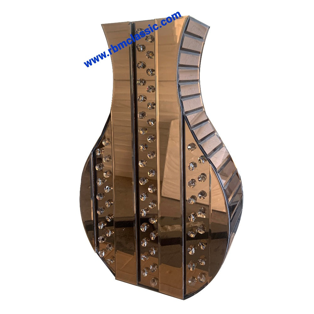 Traditional Classy Rose Gold Glass Mirrored Decorative Vase