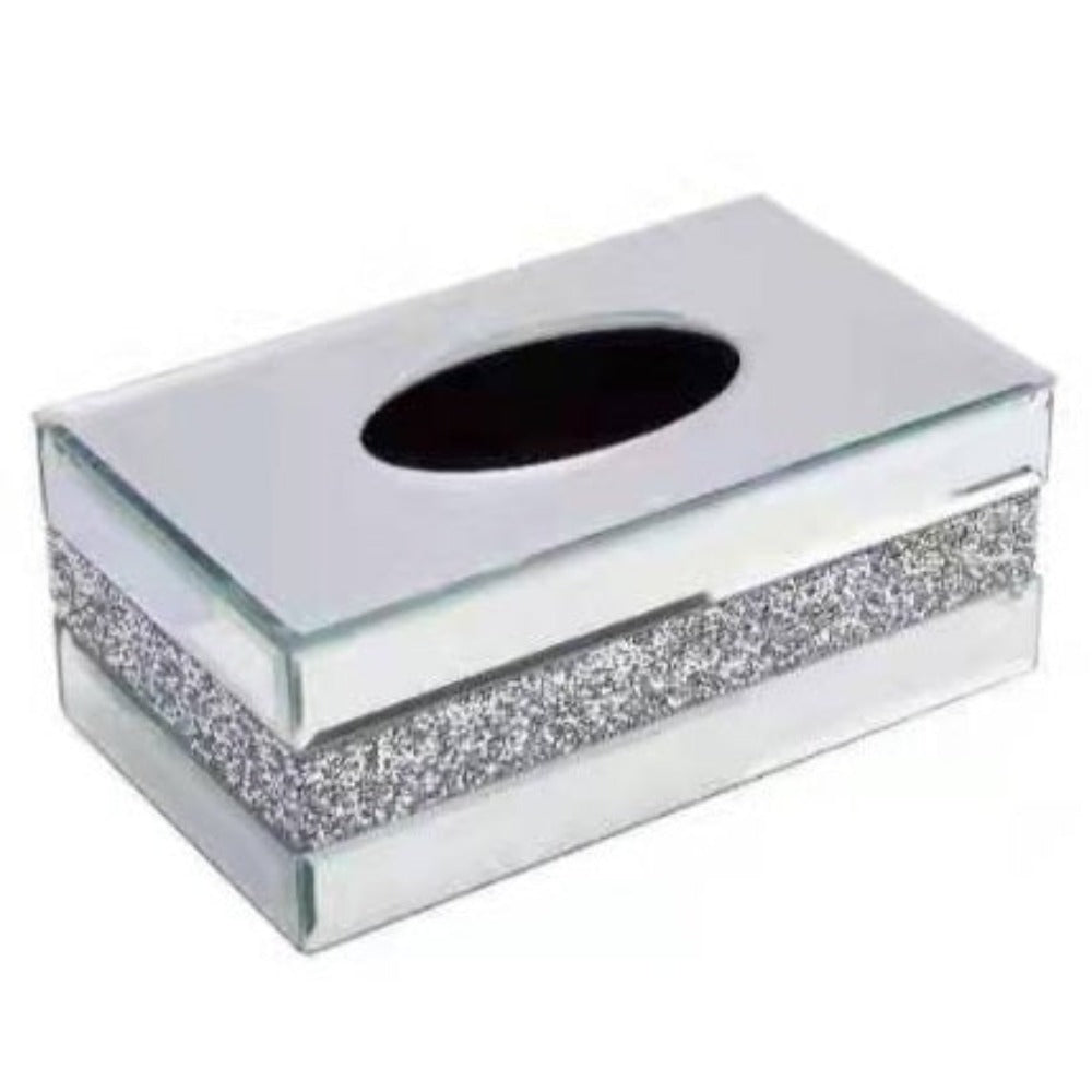 Mirrored glass store tissue box holder