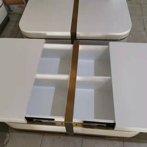 Modern Classy Nested Marble Coffee Table with Bronze Stainless Steel