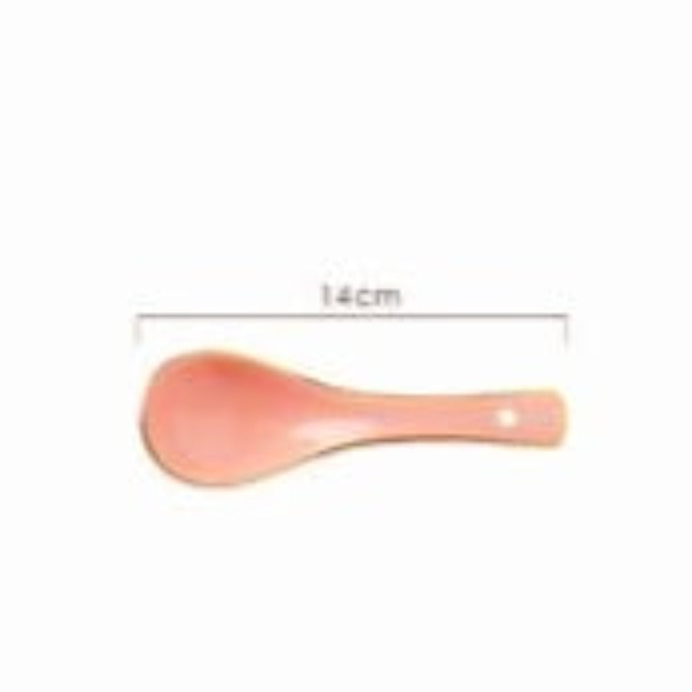 Luxury, Modern, Classy and Elegant Ceramic Dinner Set with Golden Trim Line in Pink Colour Soup Serving Spoon