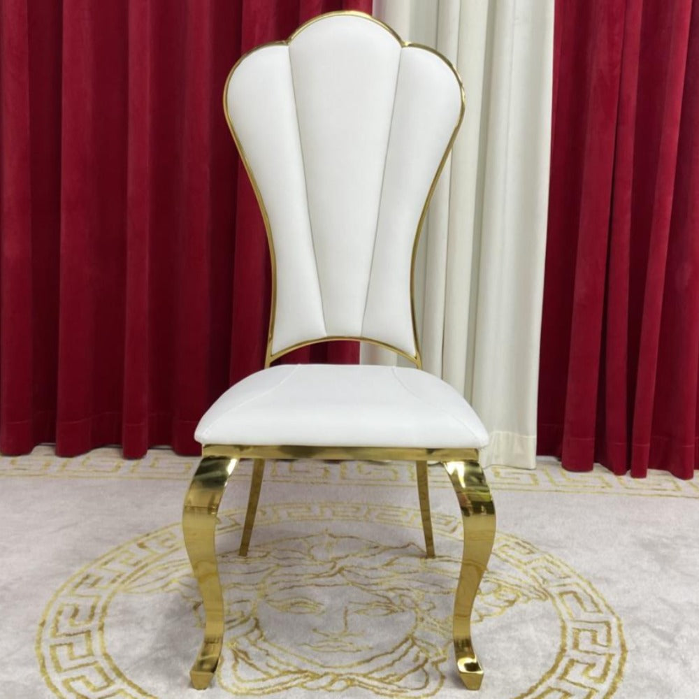 Modern Classic White Leather with Gold Stainless Steel Frame
