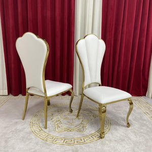 Modern Classy White Leather with Gold Stainless Steel Frame