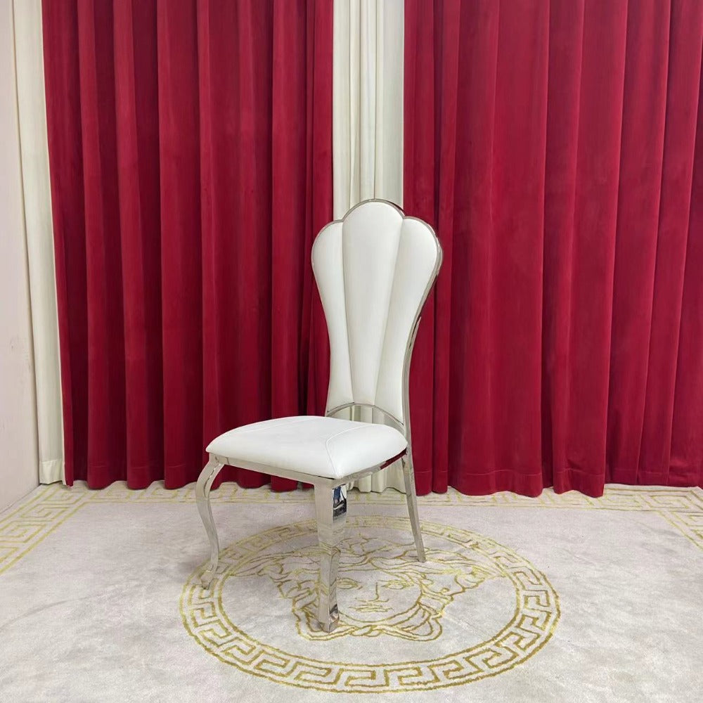 Modern High Back Classic White Leather with Gold Stainless Steel Frame